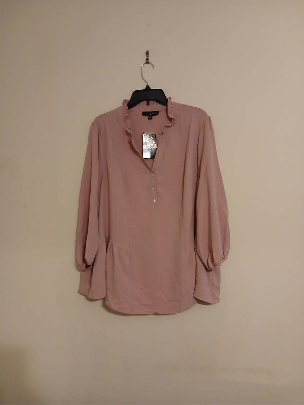 Fred David Dusty Pink Ruffle V-Neck Tunic
